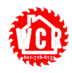 Red saw blade graphic with a white outline of a house inside it, containing the bold white letters "WCR." The phone number "601-716-6133" appears at the bottom.